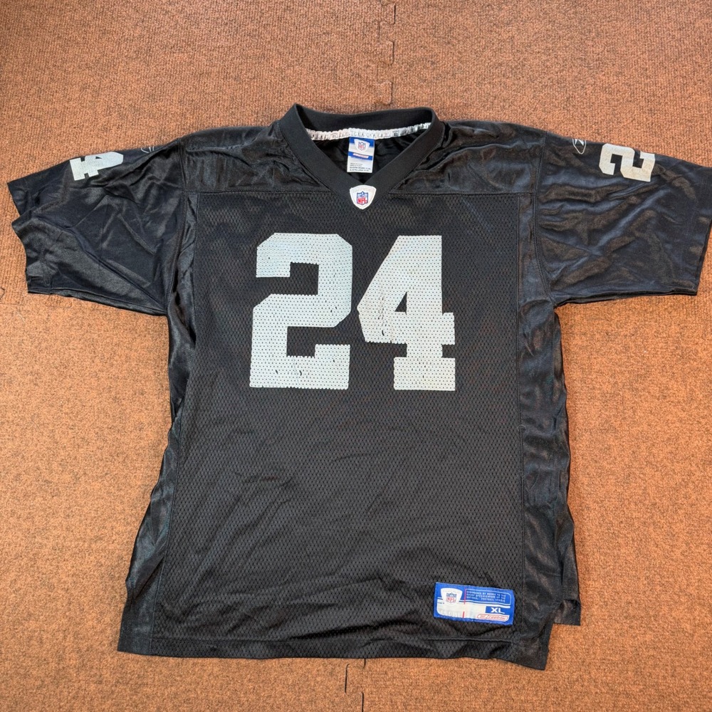 C+ Kids Reebok NFL Oakland Raiders Charles Woodson 24 Jersey Black XL 18-20